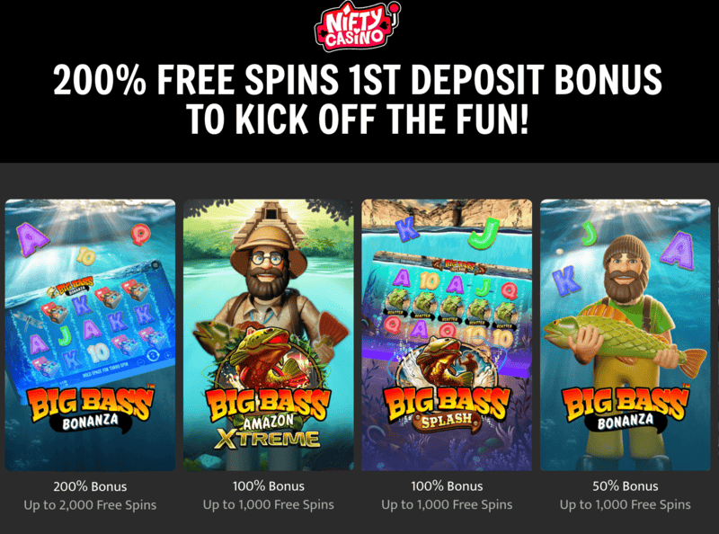 Online casino uden NemID hos Nifty с Big Bass slots og bonus